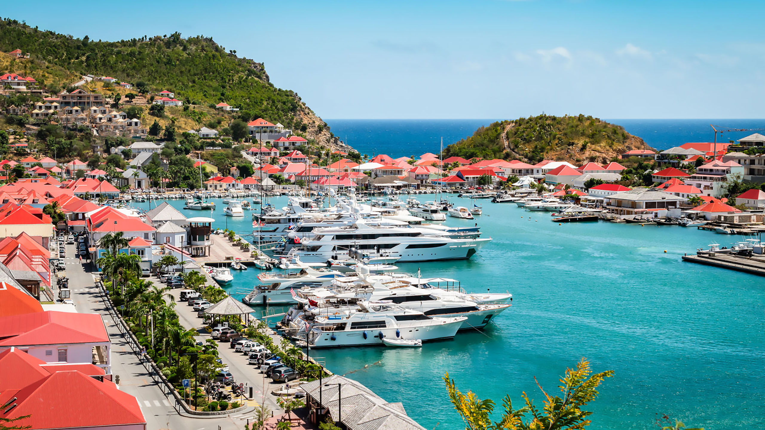Gustavia harbor in St. Barths, a popular cruising destination near Sint Maarten.