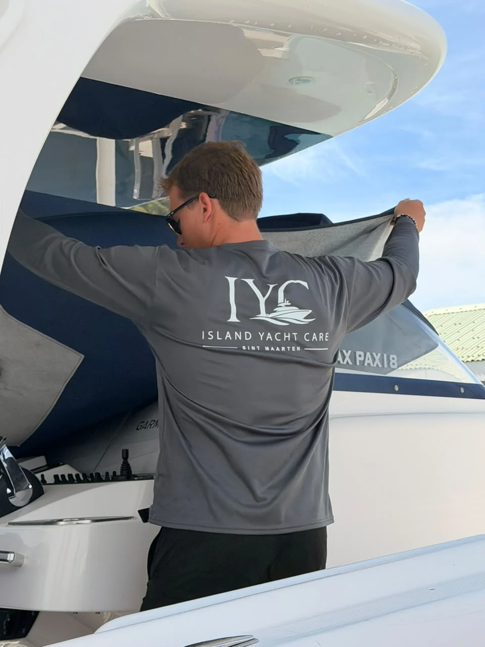 Island Yacht Care preparing and staging a yacht before its owner's arrival.