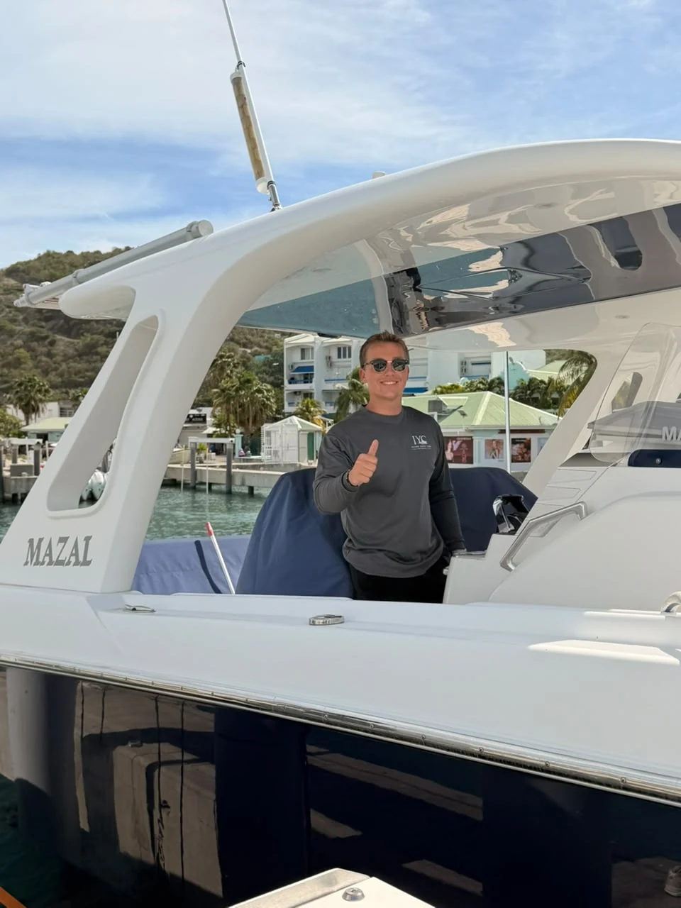 Thomas Boetekees aboard a yacht in Sint Maarten.