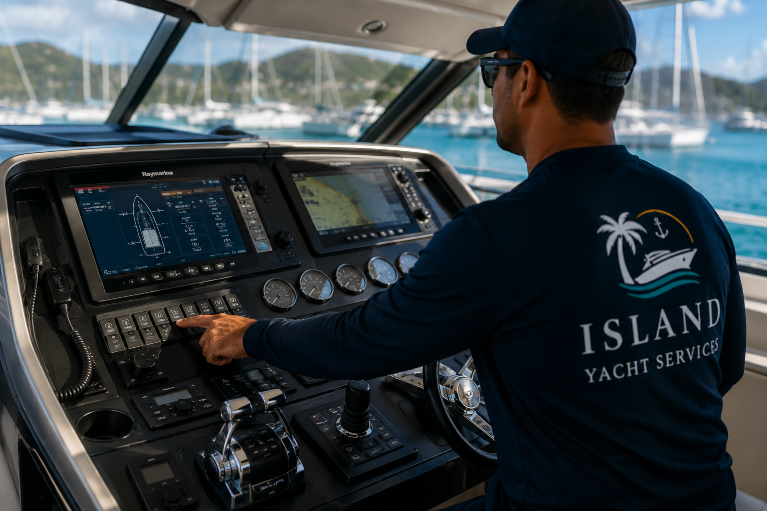 Island Yacht Care crew member preparing a yacht arrival checklist.