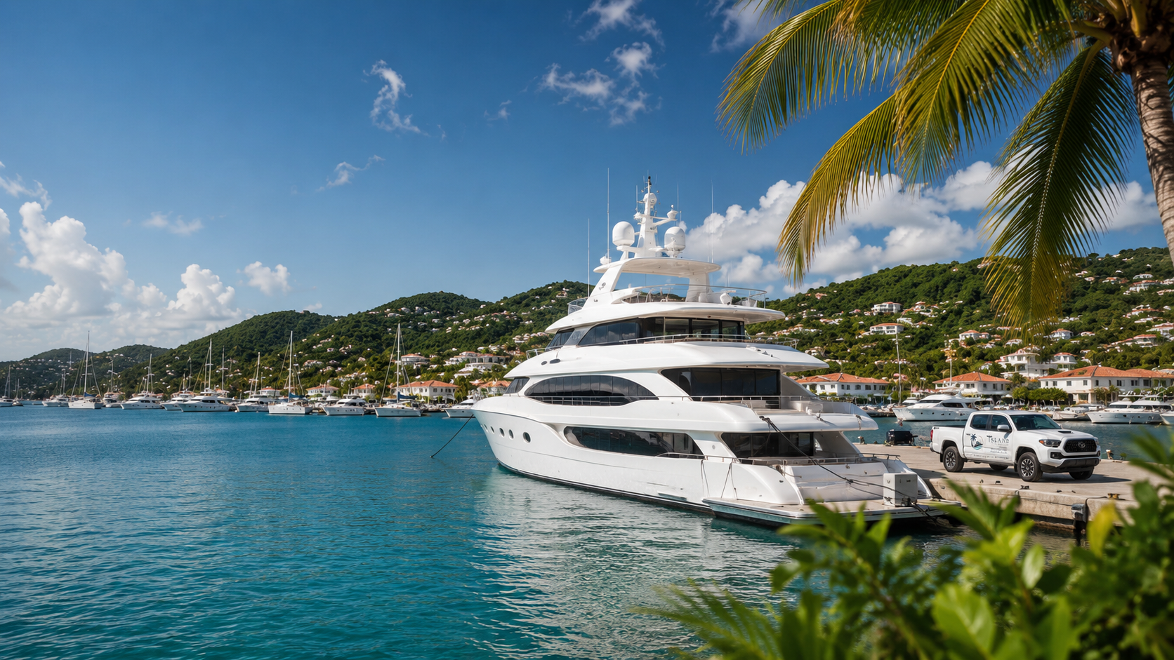 Simpson Bay Marina with yachts in Sint Maarten.