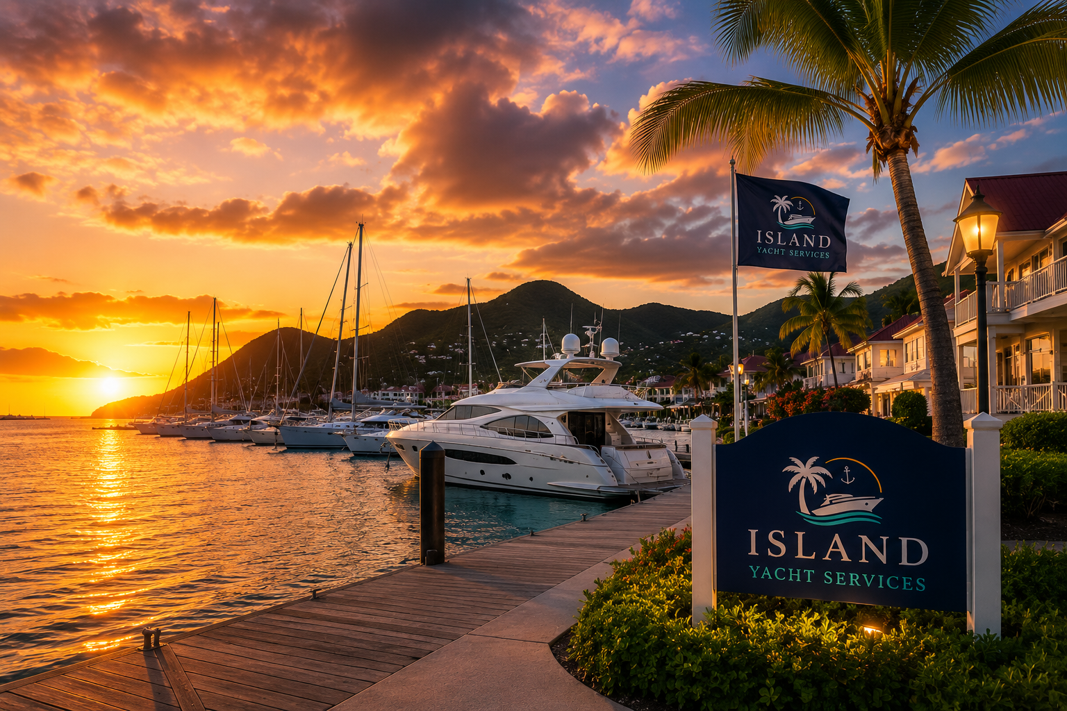 Island Yacht Care crew member washing down a yacht in Sint Maarten.